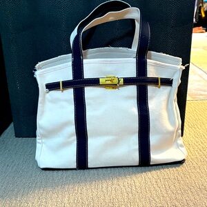 Elegant Cream and Navy Tote Bag
